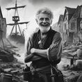 DALLE 2024-05-28 15.47_.59 - A happy old man who is a pirate standing in a recently plundered fishing village_. The setting is detailed with elements of destruction and pirate par_.jpg